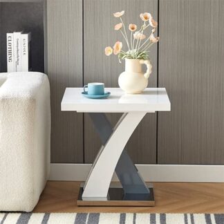 Axara High Gloss Lamp Table Square In White And Grey