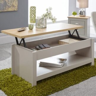 Loftus Wooden Lift Up Coffee Table In Grey And Oak