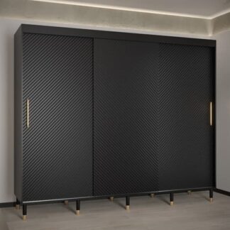 JYSK Metz I Wooden Wardrobe With 3 Sliding Doors 250cm In Black