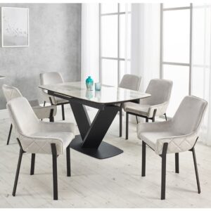 Ruby extending grey ceramic dining table 6 ruby chairs