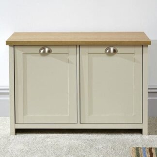 Loftus Wooden Shoe Cabinet In Cream And Oak With 2 Doors