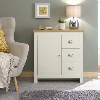 Loftus Wooden Storage Unit In Cream And Oak With 3 Drawers