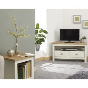 Valencia wooden corner tv stand cream