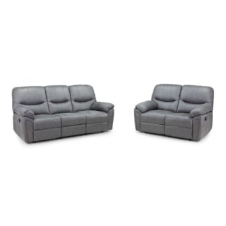 Emery Grey Leather Recliner 3+2 Sofa Set