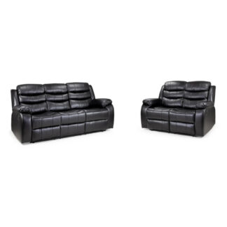 Highgate Black Leather Recliner 3+2 Sofa Set