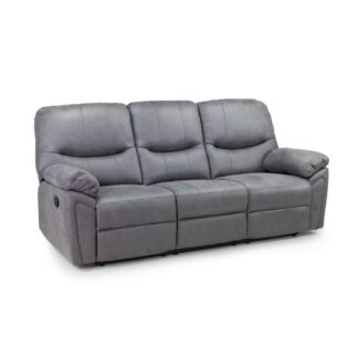 Emery Grey Leather Recliner 3 Seater Sofa