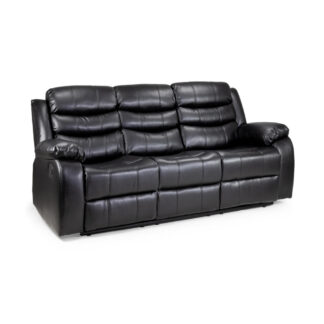Highgate Black Leather Recliner 3 Seater Sofa