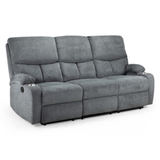 Sophia Grey Fabric Recliner 3 Seater Sofa