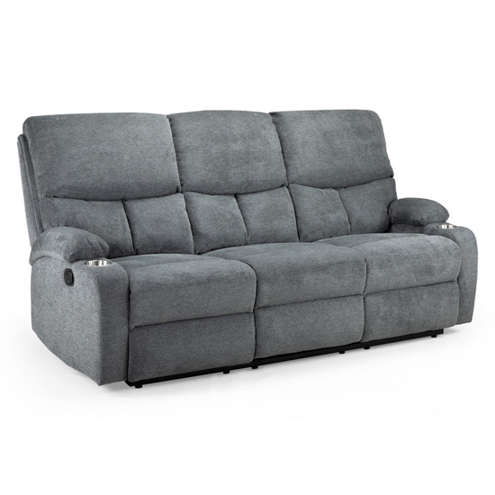Sophia Grey Fabric Recliner 3 Seater Sofa
