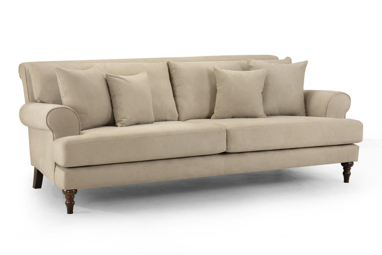 Vinson Beige Fabric 4 Seater Sofa