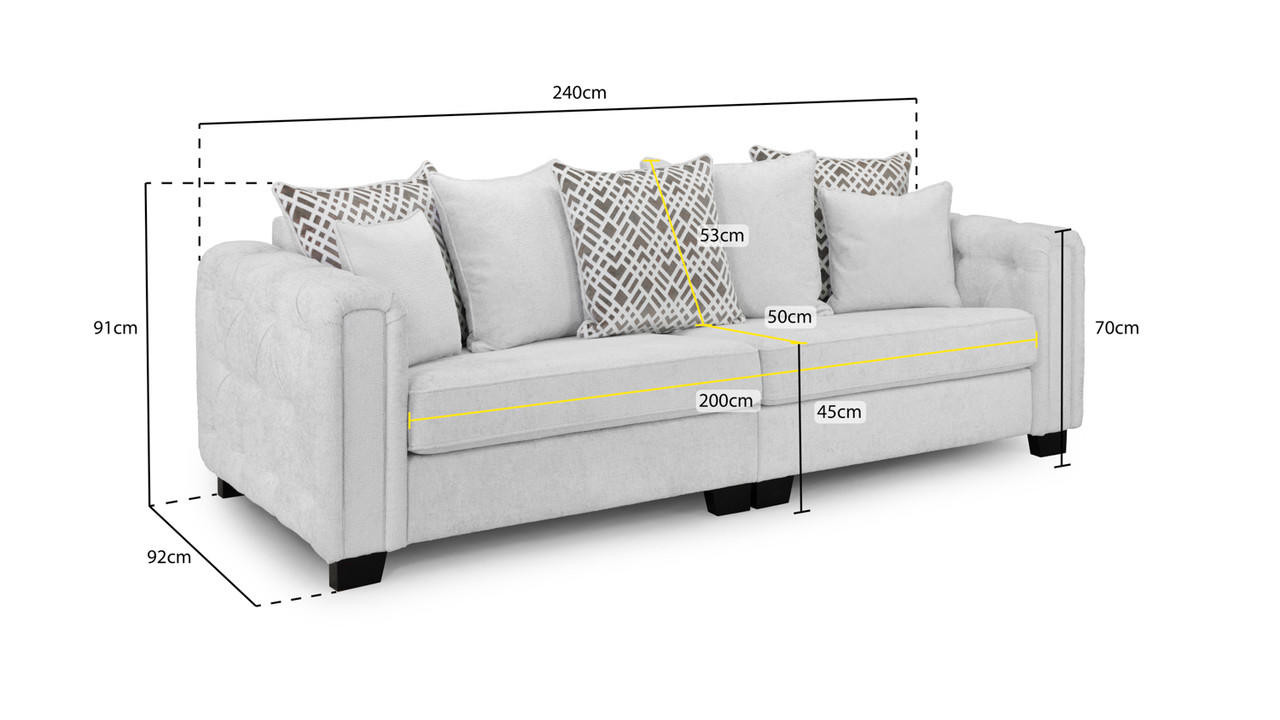 Ambrose Light Grey Fabric 4 Seater Sofa - Image 2