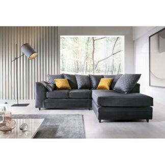 Ted Baker Velvet Corner Sofa - Right Arm Dark Grey Fabric