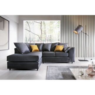 Ted Baker Velvet Corner Sofa - Left Arm Dark Grey Fabric