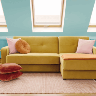 Jacque Plush Yellow Fabric Universal Corner Sofa Bed
