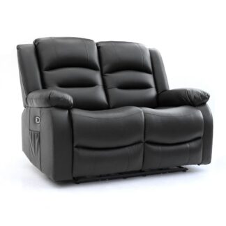 Ronan Black Leather Electric Recliner 2 Seater Sofa