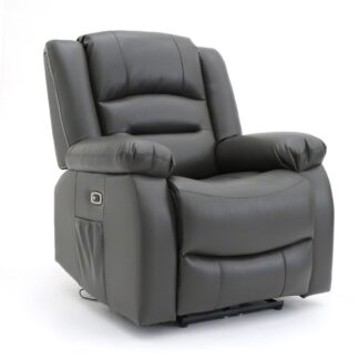 Ronan Grey Leather Electric Recliner Armchair