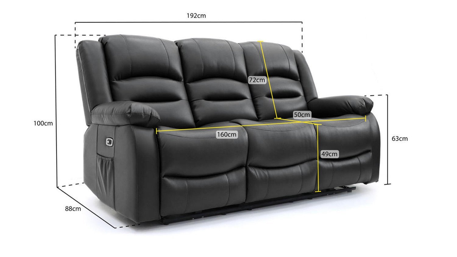 Ronan Black Leather Electric Recliner 3+2 Sofa Set - Image 2