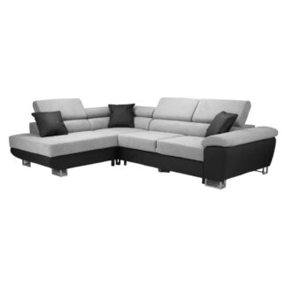 New Vinson Black and Grey Left Hand Facing Corner Sofa Bed