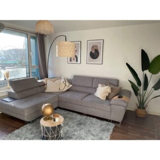 New Vinson Grey Fabric Left Hand Facing Corner Sofa Bed