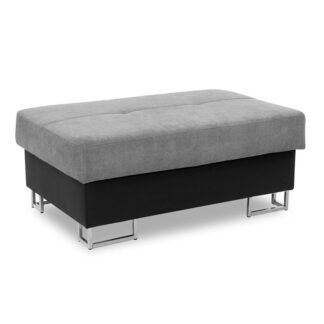 New Vinson Black and Grey Fabric Footstool