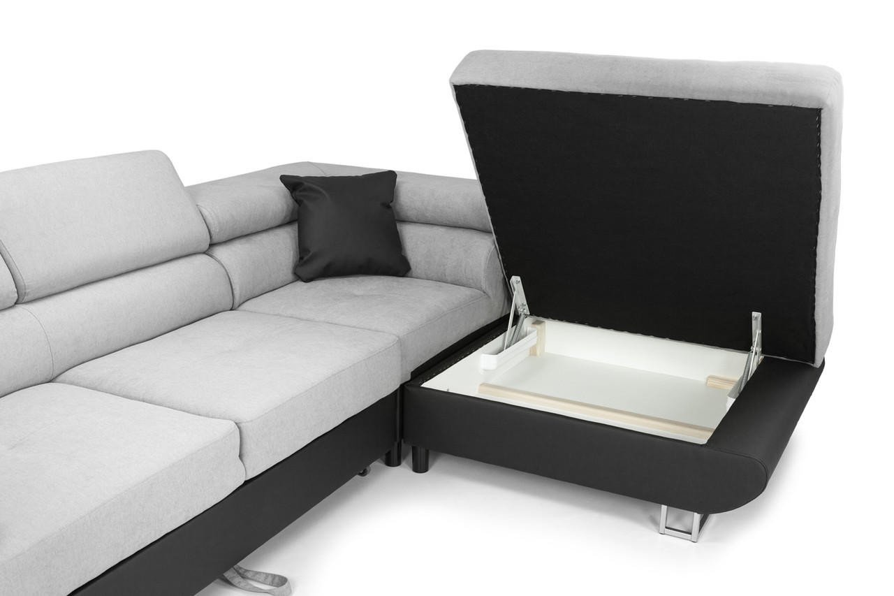 New Vinson Black and Grey Left Hand Facing Corner Sofa Bed - Image 3