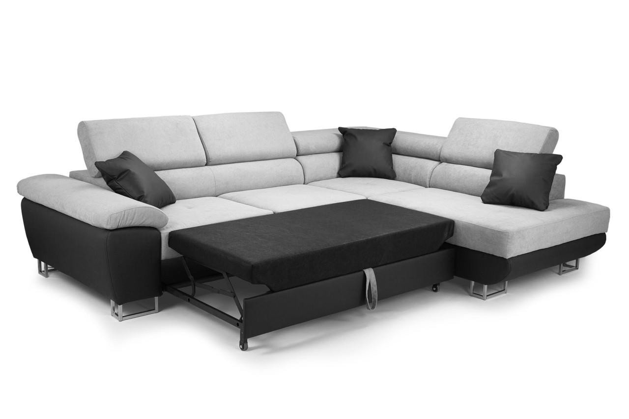 New Vinson Black and Grey Right Hand Facing Corner Sofa Bed - Image 3