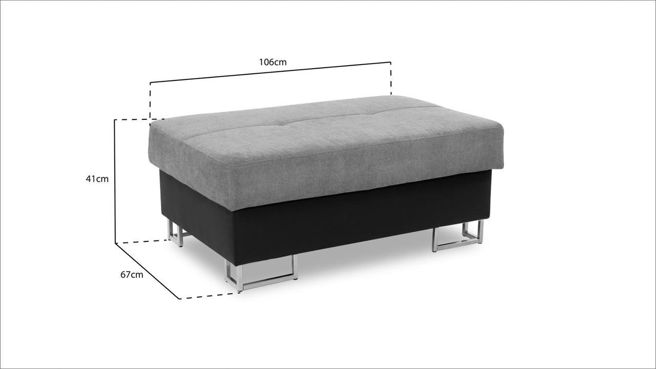 New Vinson Black and Grey Fabric Footstool - Image 2