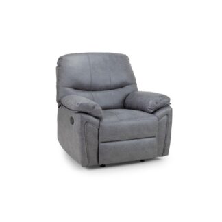 Emery Grey Leather Recliner Armchair