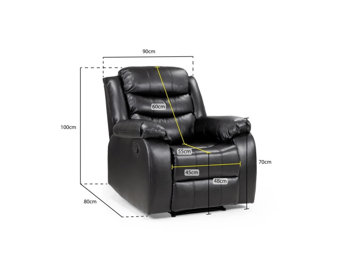 Highgate Black Leather Recliner Armchair - Image 4