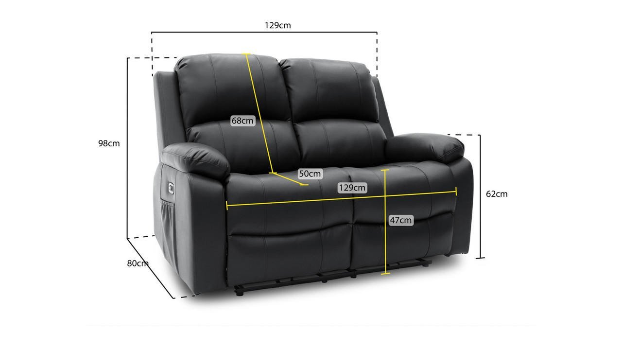 Jagger Black Leather Electric Recliner 2 Seater Sofa - Image 6