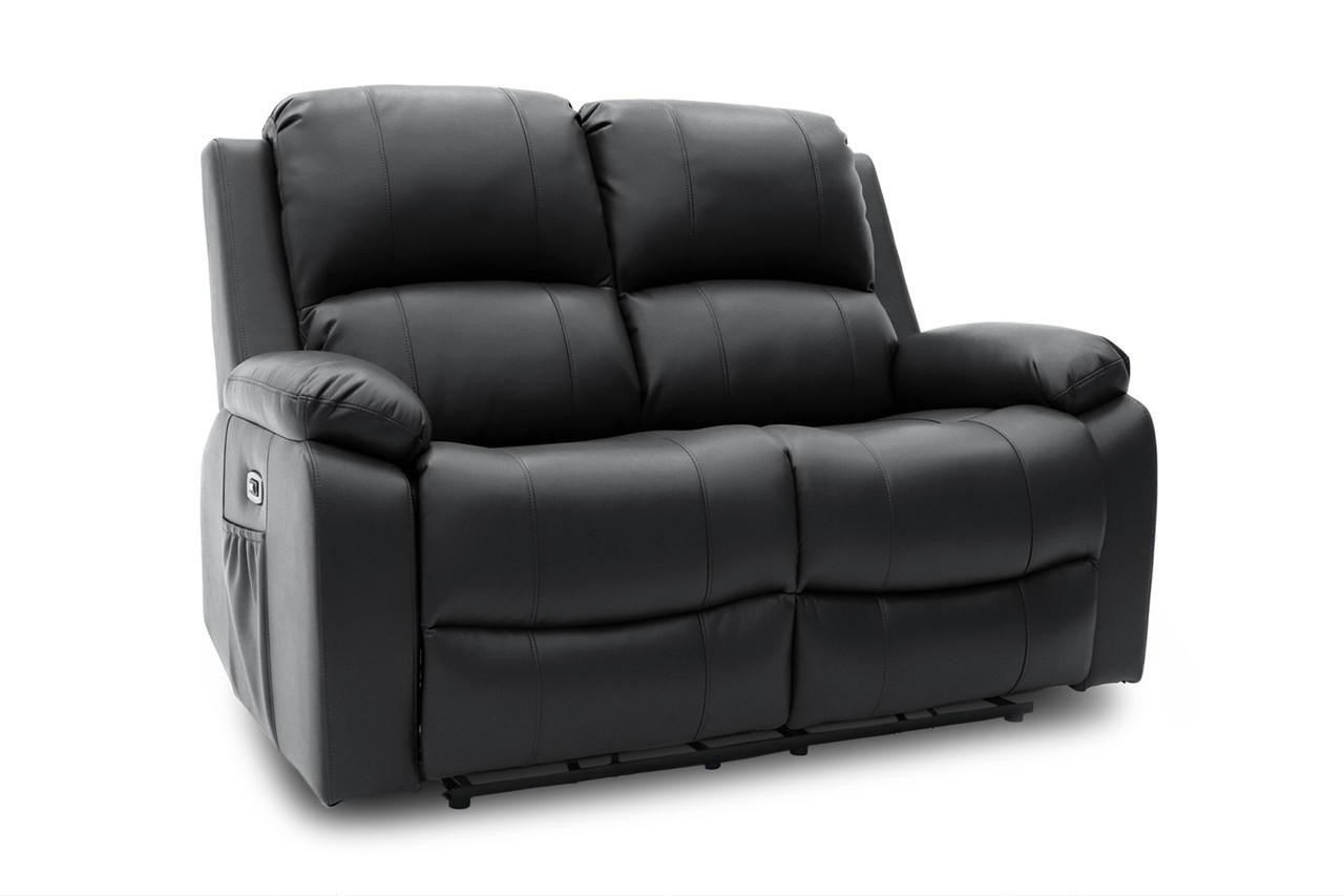 Jagger Black Leather Electric Recliner 2 Seater Sofa