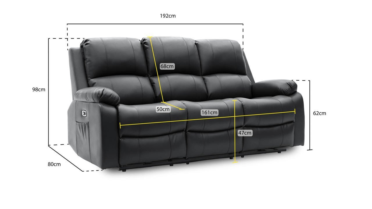 Jagger Black Leather Electric Recliner 3+2 Sofa Set - Image 11