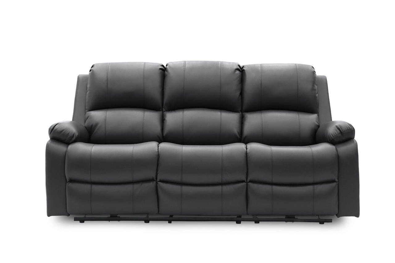 Jagger Black Leather Electric Recliner 3 Seater Sofa