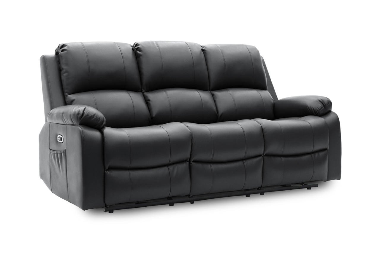 Jagger Black Leather Electric Recliner 3 Seater Sofa - Image 5