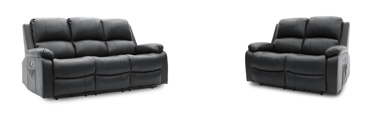 Jagger Black Leather Electric Recliner 3+2 Sofa Set
