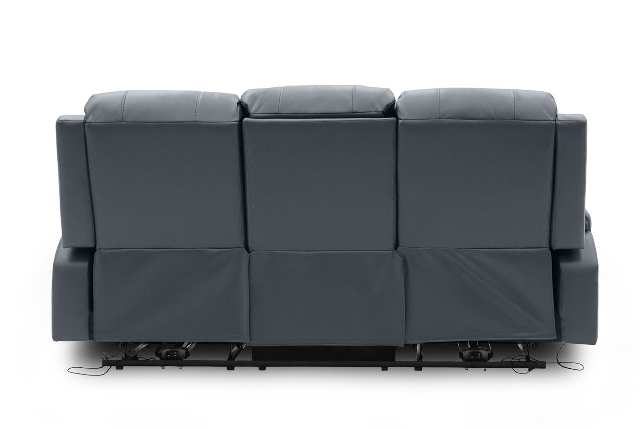 Jagger Grey Leather Electric Recliner 3 Seater Sofa - Image 2