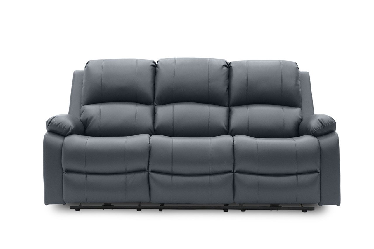 Jagger Grey Leather Electric Recliner 3 Seater Sofa - Image 3