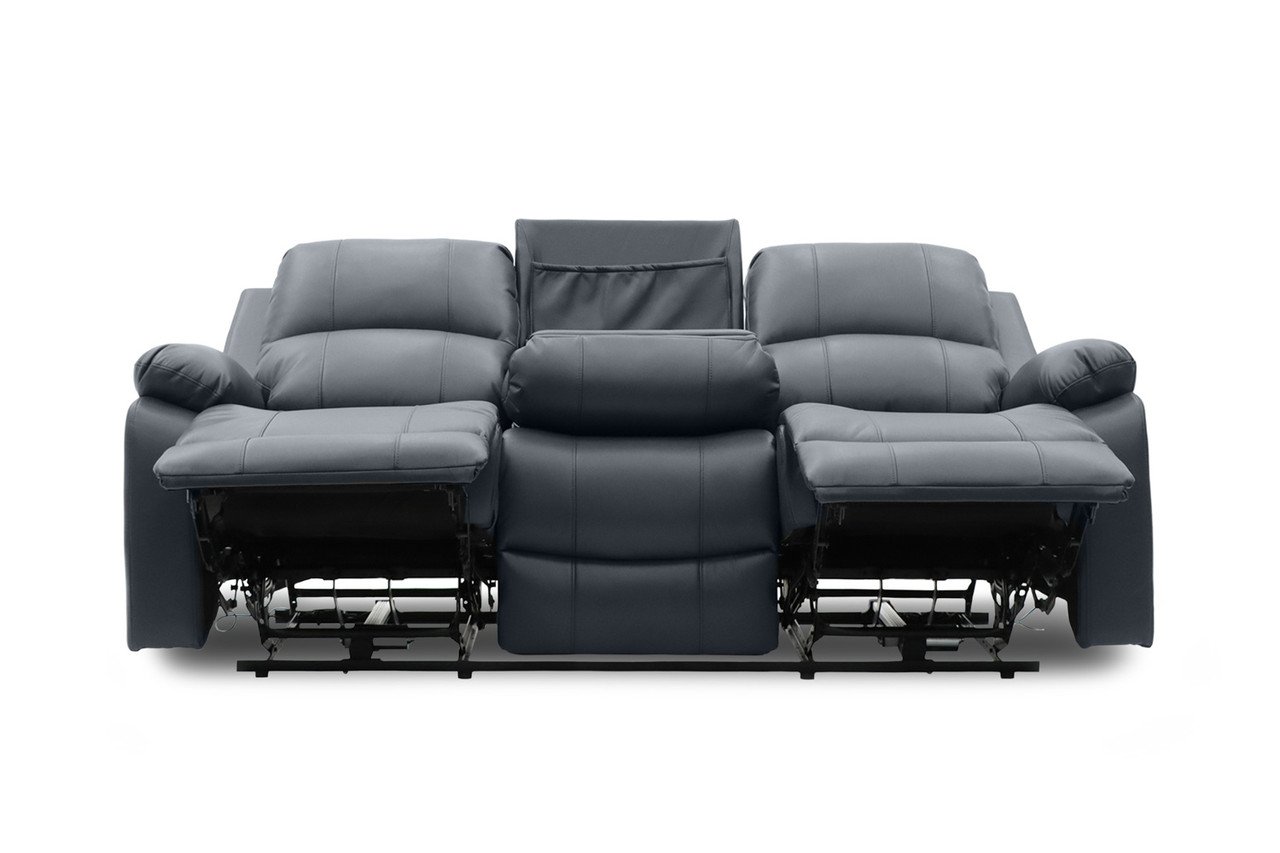 Jagger Grey Leather Electric Recliner 3 Seater Sofa - Image 5
