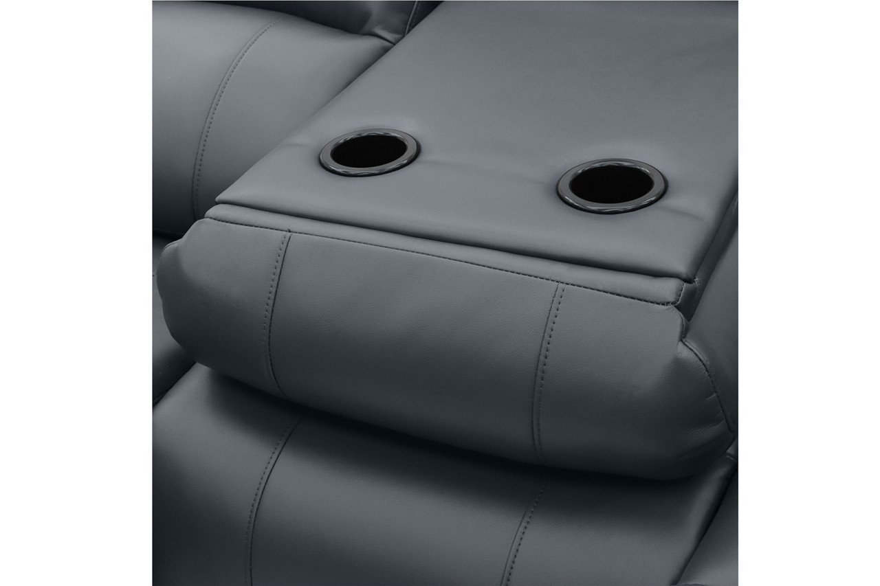 Jagger Grey Leather Electric Recliner 3 Seater Sofa - Image 6
