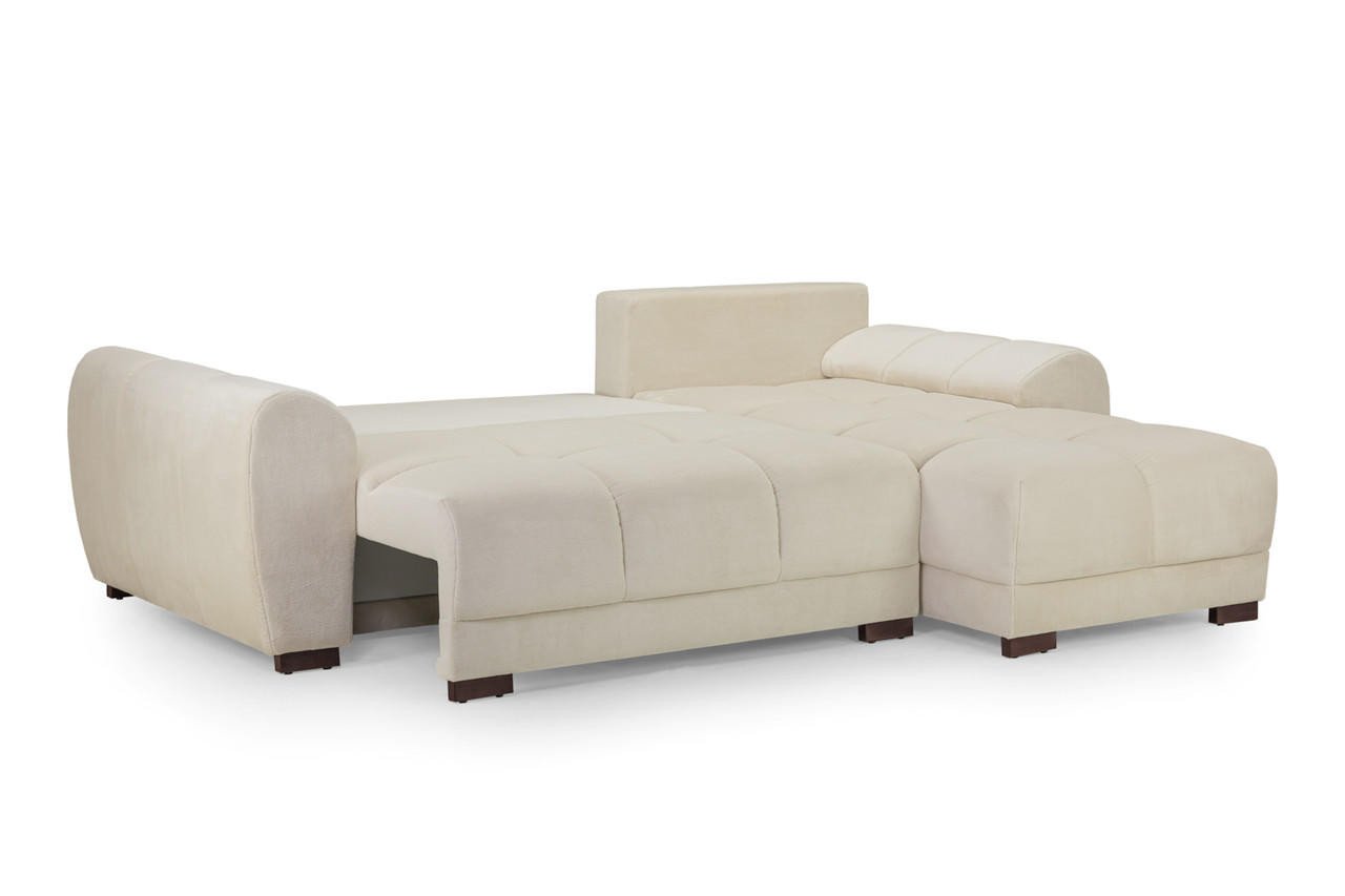 Tahiti Cream Fabric Universal Corner Sofa Bed - Image 2