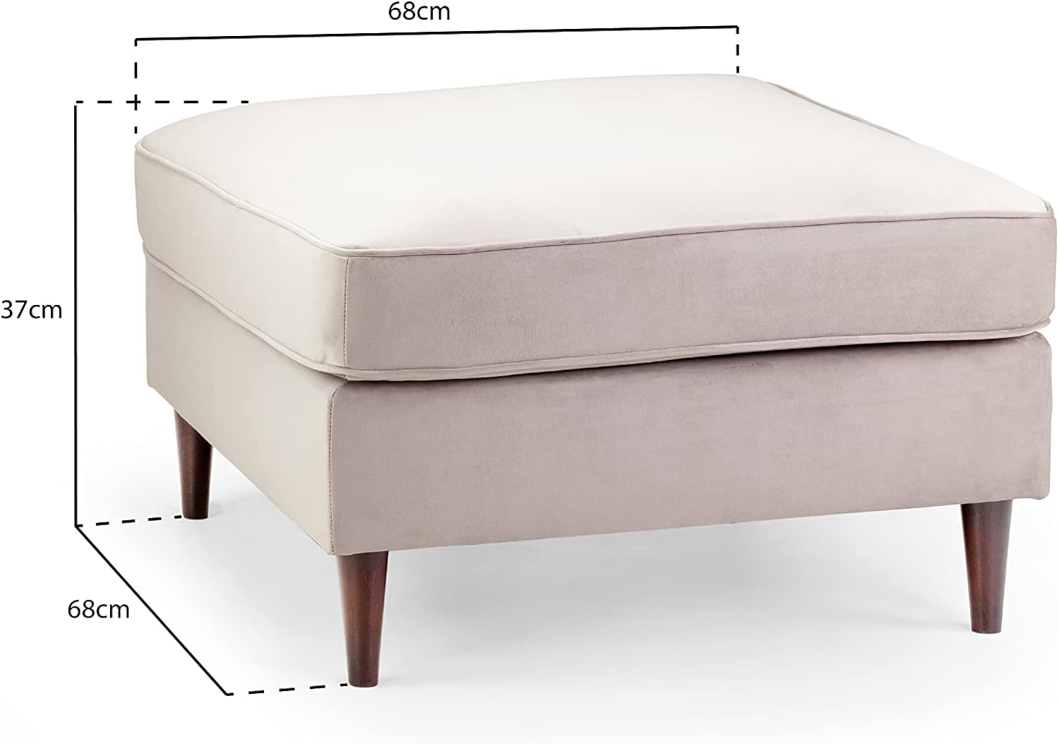 Barkham Plush Beige Fabric Footstool - Image 3