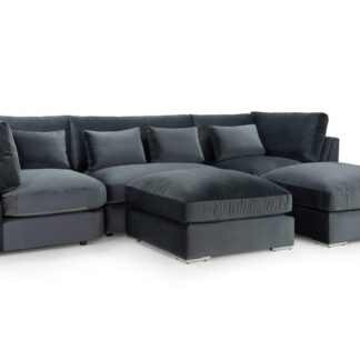 Lucius Slate Fabric U Shape Corner Sofa