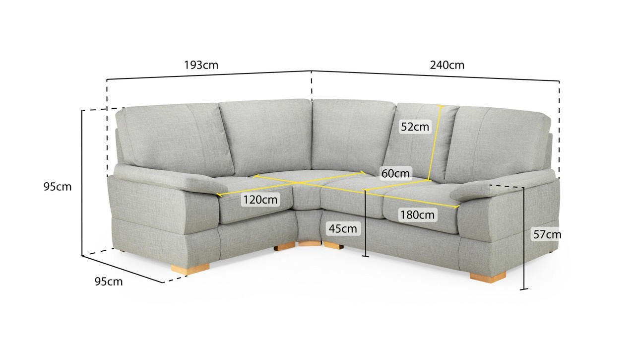 New Falcon Silver Fabric Left Hand Facing Corner Sofa - Image 3