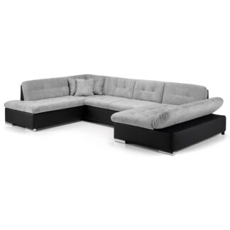 New Navona Black and Grey Left Hand Facing U Shape Corner Sofa Bed