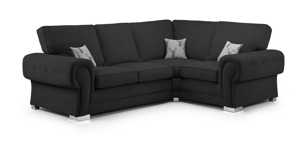 Dukes Fullback Black Fabric Right Hand Facing Corner Sofa Bed