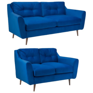 Portebello Plush Blue Fabric 3+2 Sofa Set