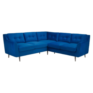 Portebello Plush Blue Fabric Large Corner Sofa