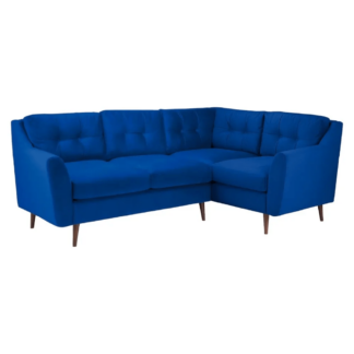 Portebello Plush Blue Fabric Right Hand Facing Corner Sofa