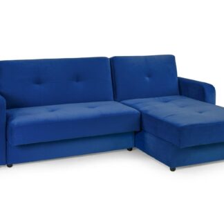 Jacque Plush Blue Fabric Universal Corner Sofa Bed