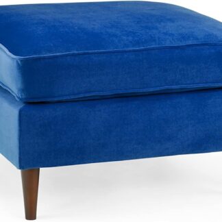 Barkham Plush Blue Fabric Footstool